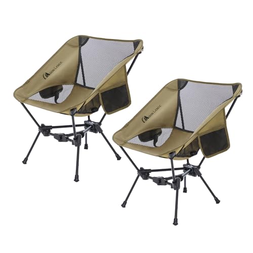 MOON LENCE 2 Pack Portable Camping Chairs Backpacking Chair - The 4th Generation Ultralight Folding Chair - Compact, Lightweight Foldable Chairs for Hiking Mountaineering, Beach - color: Khaki-2pack