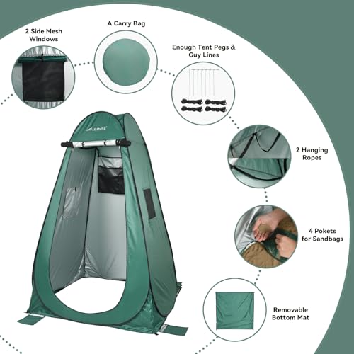 Pop Up Camping Shower Tent, Portable Dressing Changing Tent Outdoor with Carry Bag for Beach & Hiking, 75” x 48”x 48”
