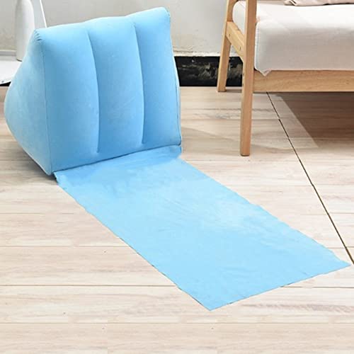 2X Inflatable Outdoor Sun Bath Beach Mat Pillows Flocking Beach Chairs with Backrest Inflatable Lounger for Portable Travel Camping - color: Skyblue