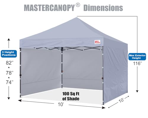 MASTERCANOPY Heavy Duty Pop-up Canopy Tent with Sidewalls (10x10,Gray) - color: Gray, size: 10x10