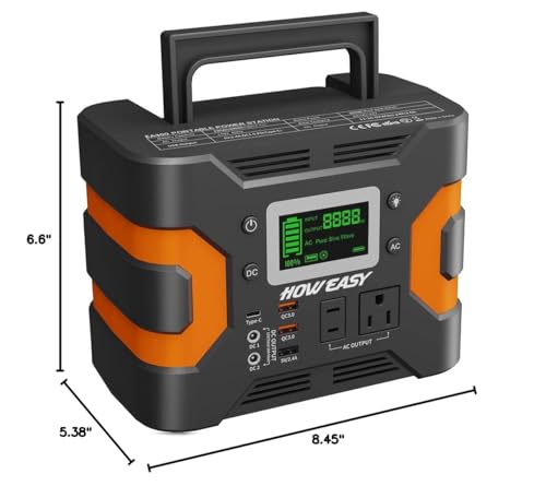 HOWEASY Portable Power Station 300W, 236Wh Solar Generator with Pure Sine Wave 110V AC Output, Backup Lithium Battery with LED Light for Outdoor Camping Travel Home Blackout - color: Gray