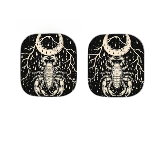 Moon Scorpion Sun Shade Blocking Sun Protection Cover for Car Portable Windshield Sun Shade 2-Piece Car Front Window Sunshade Blocks UV Rays Sun Visor - color: Moon Scorpion