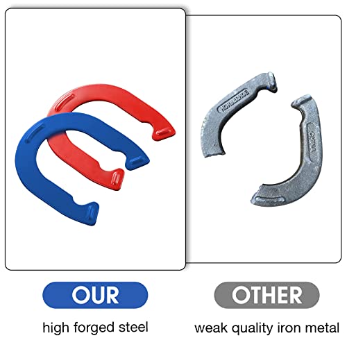 Horseshoes Outside Game, Horseshoes Outdoor Games Set Heavy Duty Steel 4 Horse Shoes & 2 Stakes, Horse Shoes Outdoor Games for Adults and Family - Ideal for Backyard, Lawn, Beach