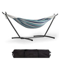 GarveeLife Double 2 Person Hammock, Indoor Outdoor Standing Hammock with Space Saving Steel Stand, Carry Bag, 450 LBS Weight Capacity, Suitable for Garden Camping Beach, Ocean - color: Ocean