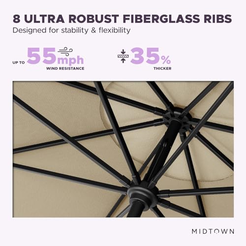 Midtown Umbrellas – The Swilt 10 Ft Patio Umbrellas with 360° Swivel & Tilt Mechanism, 8 Fiberglass Ribs & Terylast Polyester Fabric for Backyard, Deck, Pool & Cafes - Chestnut Canopy, Black Pole - color: Terylast Chestnut, size: 10 Feet