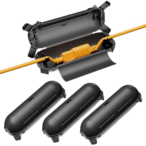 iwillink 4 Pack Outdoor Extension Cord Cover Waterproof - Weatherproof Electrical Connection Box for Outdoor Outlet, Plug, Socket, Christmas Holiday Decoration, Power Tool, Black - color: Black, size: 4 Pack