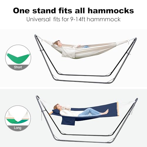 gafete Universal 2 Person Hammock Stand Only, 600 lbs Capacity, Fits 9 to 14ft Hammocks, Adjustable Double Heavy Duty Powder-Coated Steel Stand for Outside, Multi-Use (Black) - color: Black
