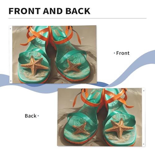 Flip-Flops On A Sandy Beach Flag 2 X 3 Ft Double Sided Vertical Garden Flag Seasonal Holiday Banner With Brass Grommets Photo Backdrop Yard Flag For Outdoor Indoor Home Decor - color: Flip-Flops On A Sandy Beach