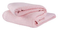 Glamburg 100% Cotton Thermal Blanket, Breathable Twin Size Waffle Blanket, All Season, Baby Pink - color: Baby Pink, size: Twin (60"x90")