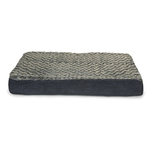 FurHaven Supportive Cooling Memory Foam Classic Mattress Dog Bed with Washable & Removable Cover - Plush Faux Fur/Suede Mattress - Gray, Dogs Up to 35 lbs - Medium - color: Ultra Plush Curly Faux Fur (Gray), size: Medium