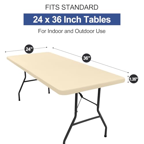 homing Rectangle Table Cloth Cover, Waterproof Polyester Elastic Fitted Tablecloth, Washable Table Protector for Picnic, Camping, Outdoor (Champagne, 24" x 36") - color: Champagne, size: 36" x 24" (Rectangular)