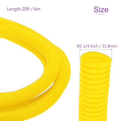 DMiotech 20ft Wire Loom Split Tubing 1 1/4 Inch(31.8mm) ID, Cord Protectors from Pet Flexible Conduit Cable Management for Office Home Garden, Yellow - color: Yellow, size: 1 1/4"-20ft