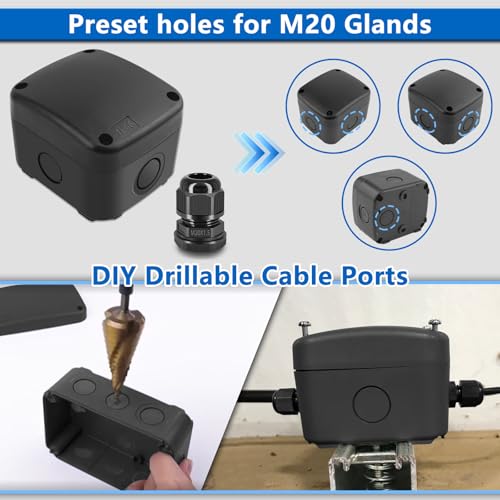 Waterproof Junction Box,Nineleaf IP66 Weatherproof Electrical Project Boxes,3.3X 2.8 x 2.3 inch,Universal Electrical PVC/ABS Plastic Project Enclosure Box,Black - color: Black, size: 86x74x62mm