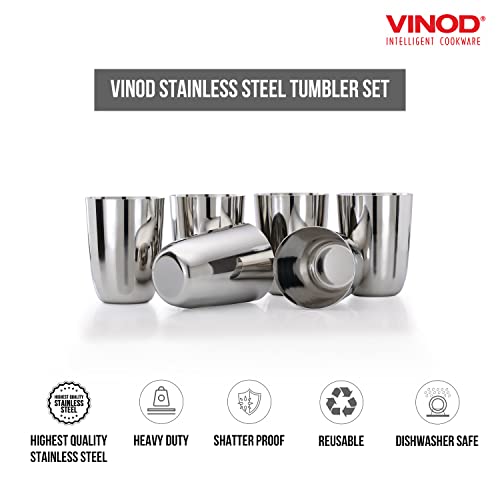 Vinod Stainless Steel Glass Set of 6 - Premium Metal Cups | Beer Glasses | Juice Glass - color: Set Of 6, size: 10 OZ