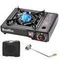 BESTFIRE Portable Dual Fuel Camping Stove - 10,000 BTU Butane and Propane Stove with Adapter & Case - Single Burner Gas Stove for Outdoor Cooking, Tailgating & Emergency