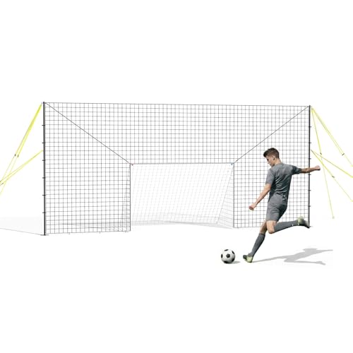 3-in-1 Soccer Goal with Rebounder & Backstop Net, Soccer Training Equipment for Backyard, Soccer Rebounder for Shooting, Passing & Ball Control, Kids & Youth - style: Large