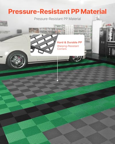VEVOR Interlocking Drainage Mat, 15.7” x 15.7” Modular Interlocking Cushion, 24 Pcs Splicing Drainage Mats, Non-Slip PP Drainage Floor Tile and Shower Mat, for Garage, Garden, Kitchen & Outdoor, Gray - color: Grey, size: 15.7 x 15.7 inch