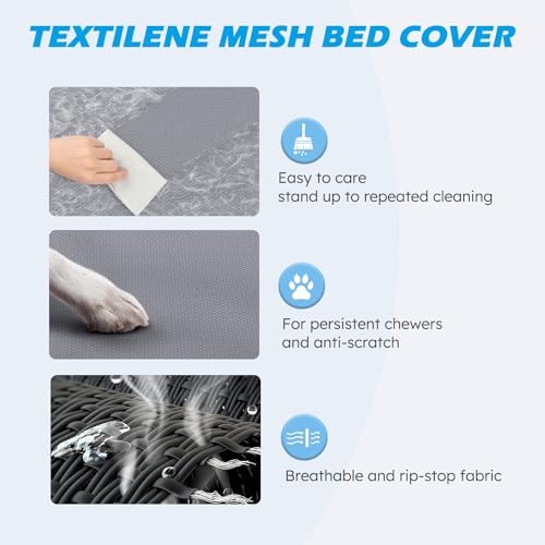Cooling Elevated Dog Bed, Raised Dog Cot with Washable Breathable Mesh and Metal Frame, Portable for Outdoor and Indoor Use - color: Grey, size: 35"L x 25"W x 7.4"H