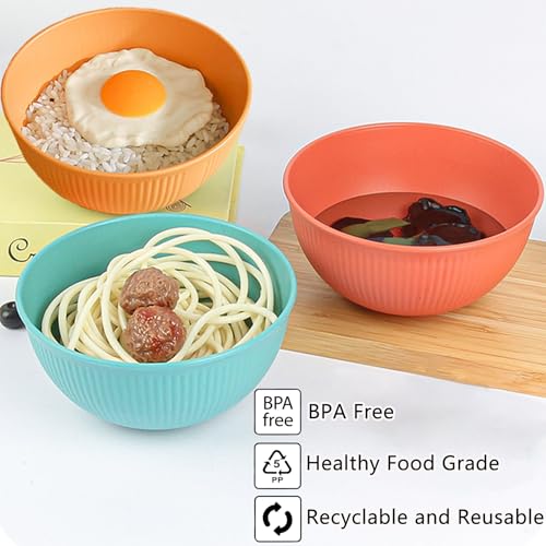Unbreakable Wheat Straw Cereal Bowls Set of 6, 24 OZ Microwave and Dishwasher Safe Lightweight Soup and Salad Bowl Sets, Reusable Dessert Bowls for Rice, Pasta, Snack, Fruit, BPA Free (6 Colors) - color: 6 Colors