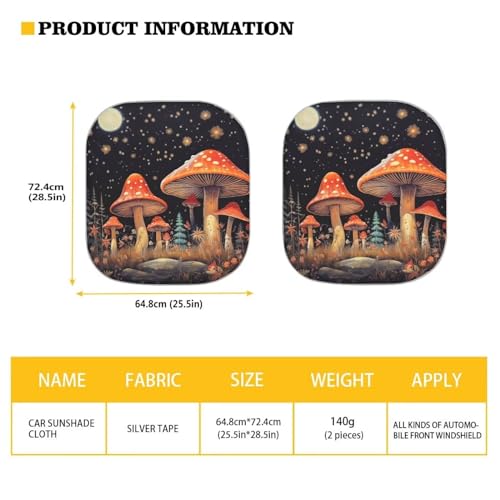 Classic Mushroom Sunshades for Car Windshield Sun Shades UV Rays Sun Shade Outdoor Protective Sun Blocker Easy Install Sun Visor 2 Pack Automotive Interior Accessories - color: Classic Mushroom