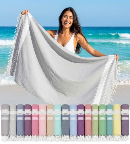 LANE LINEN Large Pool Towels, XL Beach Towel, Pre-Washed, No Shrink, Quick Dry Oversized Beach Towels, Stylish Beach Towel for Women, Sand Free Towel, 39"x71" - Grey - color: 10: Grey, size: Pack of 1