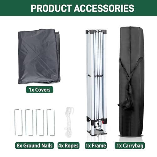 Outvita 10x10ft Ez Pop Up Outdoor Canopy Tent, Portable Commercial Instant Tent with Carry Bag for Party Wedding Birthday BBQ Events - style: 10x10-gray