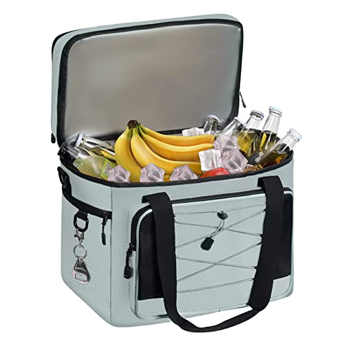 Maelstrom Portable Collapsible Soft Cooler Bag – 24/30/60 Cans Double-Deck Leakproof Ice Chest for Beach, Camping & Grocery - color: Grey, size: 60 Can