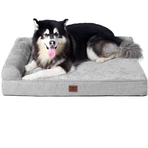 EHEYCIGA XXL Dog Bed Memory Foam, Orthopedic Giant Dog Bed Jumbo with Washable Removable Cover, Waterproof Pet Sofa Couch with Nonskid Bottom, 48x35x7.5, Grey - color: Grey, size: 48.0"L x 35.0"W x 7.5"Th