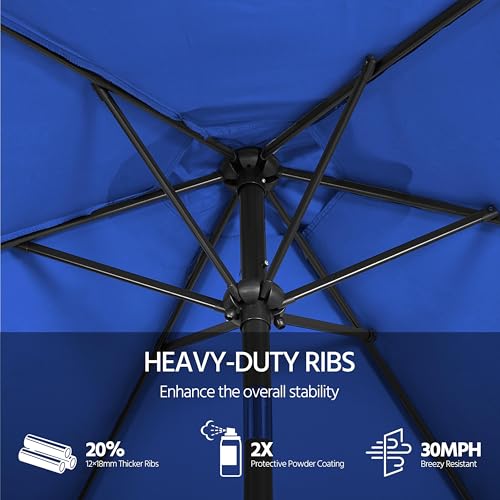 Yaheetech 9FT Patio Umbrella Outdoor with Heavy Duty Base Included,Table Umbrella with Push Button Tilt and Crank, UV Protection Waterproof for Yard/Outdoor/Wedding Parties and Events - Royal Blue - color: Royal Blue, size: 9FT