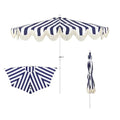JONATHAN Y Half Umbrella UMB1201I Beverly 9 ft. Designer Classic Scalloped Fringe Market Patio with Crank, Tilt Button and UV Protection in Navy/White, White Pole - color: Navy/White - White Pole