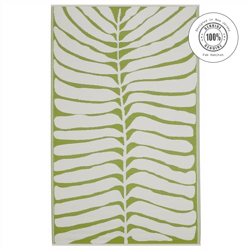 Fab Habitat Outdoor Rug - Waterproof, Fade Resistant, Crease-Free - Premium Recycled Plastic - Tropical Leaf Botanical - Porch, Deck, Balcony, Mudroom, Laundry Room, Patio - Hilo - Green - 3 x 5 ft - color: Hilo - Green, size: 3' x 5' (Rectangular)