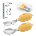 Baby Fork and Spoon Set with Carry Case Baby Training Utensils Self Feeding Toddler Silverware Silicone and Stainless Steel Kids and Toddler Utensil Set-Bees - color: Bees