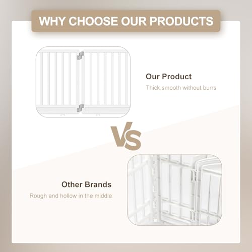 Pet Playpen Foldable Gate for Dogs Heavy Plastic Puppy Exercise Pen with Door Portable Indoor Outdoor Small Pets Fence Puppies Folding Cage 4 Panels Medium Animals House Supplies (PPW-WHITE04, White) - color: White, style: PPW-WHITE04