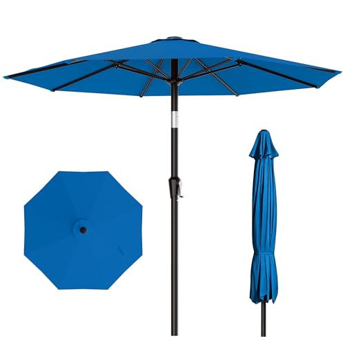 AreShark 10 FT Outdoor Patio Umbrella, Patio Table Umbrella with Push Button Tilt and Crank, Outdoor Patio Umbrellas with 8 Fiberglass Ribs, Patio Umbrellas for Market, Garden, Pool (Royal Blue) - color: Royal Blue
