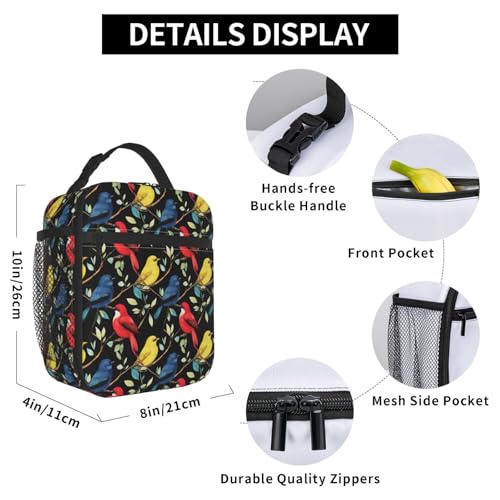 Bird Lunch Box for Women Kids Girls Men Insulated Lunch Bag Lunchbox Adults Lunch Tote Bags Reusable Cooler for Work Office School Picnic Travel - color: Bird01