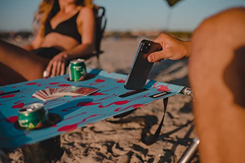 Neso Beach Table - Lightweight, Portable and Foldable Table for Beach, Camping and Outdoor Adventures - Stable Surface - with Cup Holder for Drinks and Phone Pockets - Flamingos - color: Flamingos