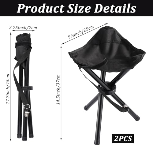 2PCS Portable Folding Camping Stool,Travel Outdoor Tripod Seat,Black Folding Camping Chairs for Camping Party Picnic Beach Garden Lawn Walking Hiking - color: Black