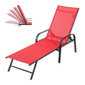 DUMOS Outdoor Lounge Chaise, 5-Position Chaise Lounge with Armrests, Sun Tanning Chair 350 lbs Heavy Duty Patio Pool Chair, Waterproof Sun Lounger for Deck, Backyard, Beach & Poolside, Red - color: Bright Red