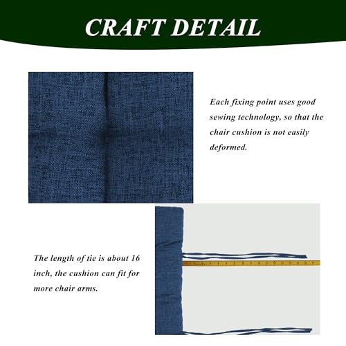 Lounge Chair Cushion Faux Linen Chaise Lounge Cushion with Ties Indoor Long Bench Cushion for Recliner Deck Chair Dormette Swing Bench 63 Inch Navy - color: Navy