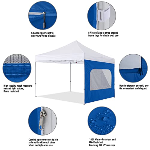 COOSHADE Instant SunWall 8x8 SideWall for Pop up Canopy Tent, 1 Pack Sidewall with Mesh Window Only, Blue - color: Blue, size: 8x8-Net Window
