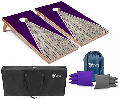 Tailgating Pros Pyramid Design Lightweight Cornhole Board Set w/Built-in LEDs - 4'x2' Regulation Cornhole Game - color: Purple/Purple