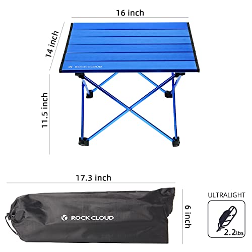 ROCK CLOUD Portable Camping Table Ultralight Aluminum Folding Beach Table Camp for Camping Hiking Backpacking Outdoor Picnic, Blue - color: Blue, size: Small