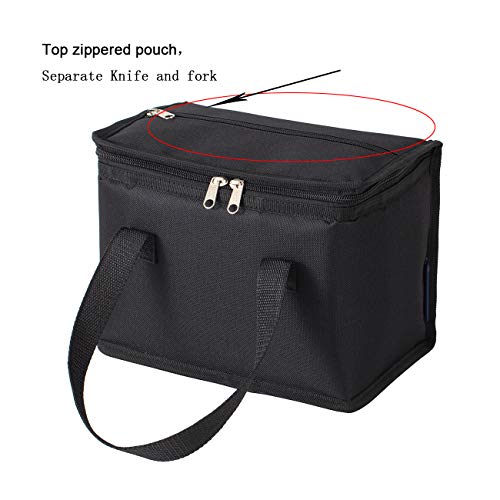 Foldable Lunch Bag Insulated Lunch Box Water-Resistant Leakproof Soft Cooler Bag Black 10 cans