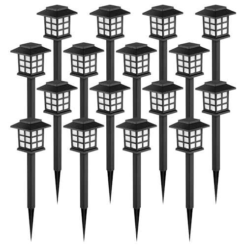 GIGALUMI Solar Outdoor Lights，16 Pack LED Solar Lights Outdoor Waterproof, Solar Walkway Lights Maintain 10 Hours of Lighting for Your Garden, Landscape, Path, Yard, Patio, Driveway - color: Warm White, size: 16 PACK