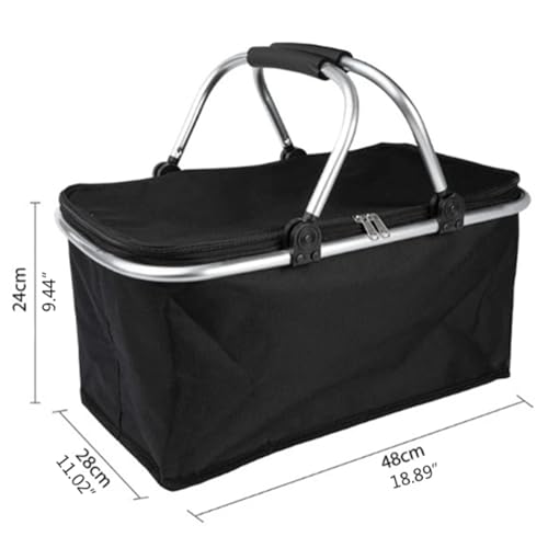 Cooler Insulated Picnic Baskets Foldable Cooler Bag with Handle Collapsible Shopping Basket for Outdoor Camping - color: Orange