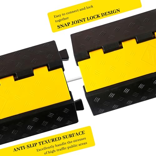 Rubber Cable Ramp Cable Protector Ramps Wire Hose Protective 1 Channel Traffic Rubber Plastic Cord Cover Speed Bump for Asphalt Concrete Gravel Driveway Outdoor, 1 Pack - color: 1 channel-1 pack