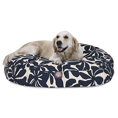 Navy Blue Plantation Large Round Indoor Outdoor Pet Dog Bed With Removable Washable Cover By Majestic Pet Products - color: Navy Blue, size: Large