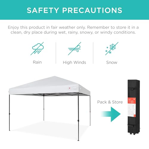 Best Choice Products 10x10ft Pop Up Canopy Tent, Outdoor Shade, 1 Person 1 Minute Set Up, Carry Case, 4 Weight Bags - White - color: White, size: 10x10ft