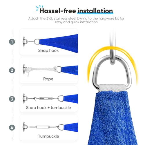 Quictent 20x16ft 185G HDPE Rectangle Sun Shade Sail Canopy 98% UV Block Outdoor Patio Garden with Hardware Kit (Blue) - color: Blue, size: 20 x 16 ft, style: Rectangle
