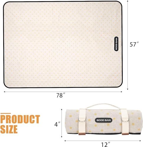 Picnic Outdoor Blankets Waterproof Large - Beach Mat Sand Free Foldable with Carry Strap | Portable Camping Blanket | Park Blanket for Grass Park, Hiking, Travel, Concerts, Indoor (Yellow Flower) - color: Yellow Flower